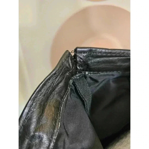 Vtg Genuine Leather Women's Size 11/12 Black Leather Skirt - Picture 3 of 8